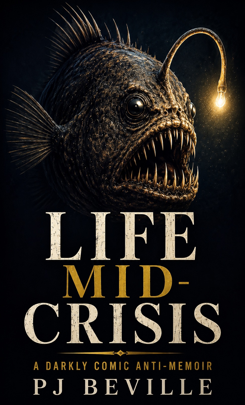 Cover of Life Mid-Crisis showing an anglerfish with a glowing lure